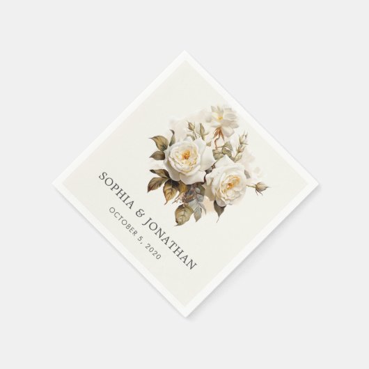 Romantische  Rozen Antiek Wit Bruiloft Servet (Hoek)