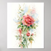 Romantische Rozen Aquarel Kunst Poster (Voorkant)