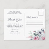 Romantische Rozen Blauwe Waterverf Dank u Briefkaa Aankondigingskaart (Achterkant)