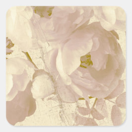 Romantische rozen bleek geel vierkante sticker
