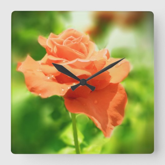 Romantische rozen bloemen #2 vierkante klok (Voorkant)