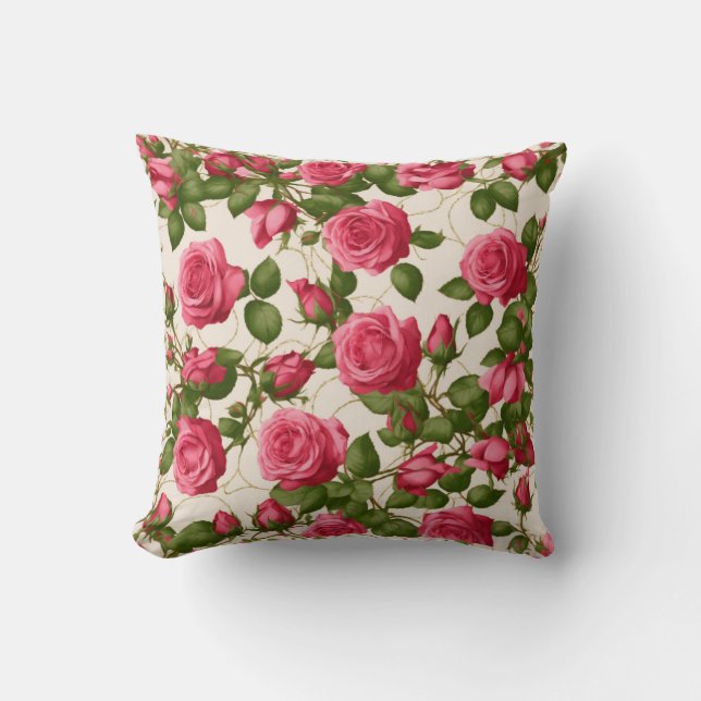 Romantische Rozen Bloemen Art Design Kussen (Voorkant)