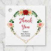 Romantische Rozen Bloemen Baby shower Dank u Bedankjes Labels (Voorkant)