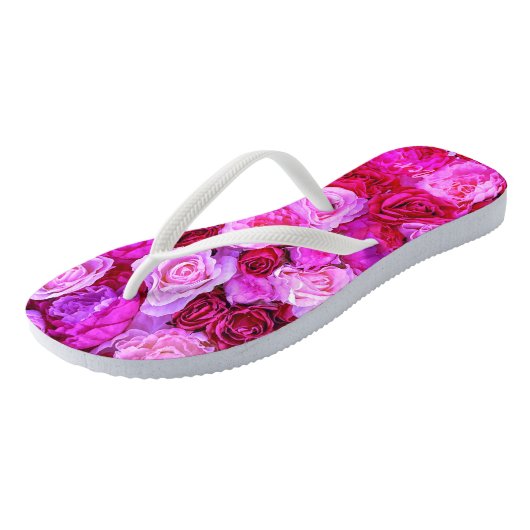 Romantische Rozen Bloemen Boeket Bloemenroze Teenslippers (Schuin)