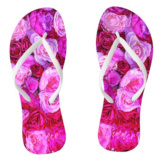 Romantische Rozen Bloemen Boeket Bloemenroze Teenslippers (Voetbed)