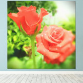 Romantische Rozen bloemen Canvas Afdruk (Insitu (Houten vloer))