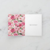 Romantische Rozen Bloemen Dank u Kaart (Binnen)