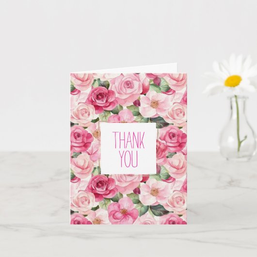Romantische Rozen Bloemen Dank u Kaart (Kleine Plant)