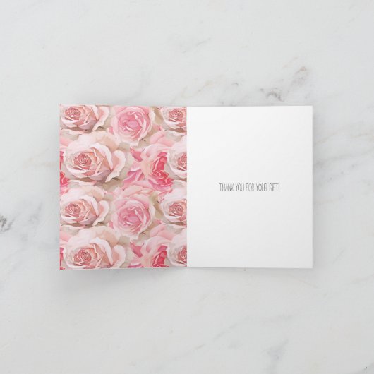 Romantische Rozen Bloemen Dank u Kaart (Binnen)