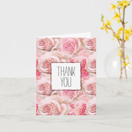 Romantische Rozen Bloemen Dank u Kaart (Gele Bloem)