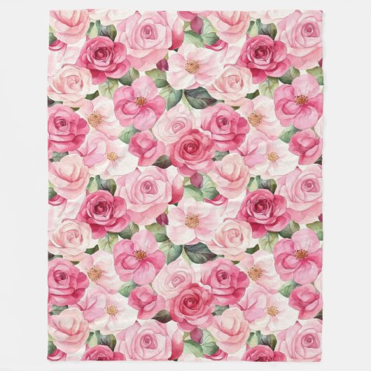 Romantische Rozen Bloemen Fleece Deken (Voorkant)