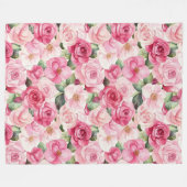 Romantische Rozen Bloemen Fleece Deken (Voorkant (Horizontaal))