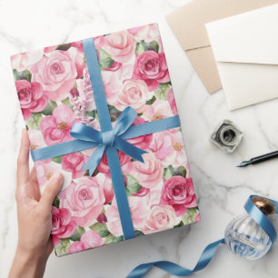 Romantische Rozen Bloemen Huwelijk Cadeaupapier