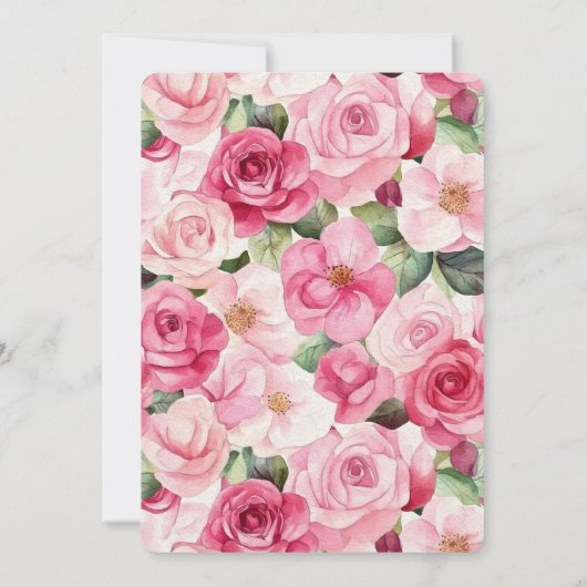 Romantische Rozen Bloemen Huwelijk Kaart (Achterkant)