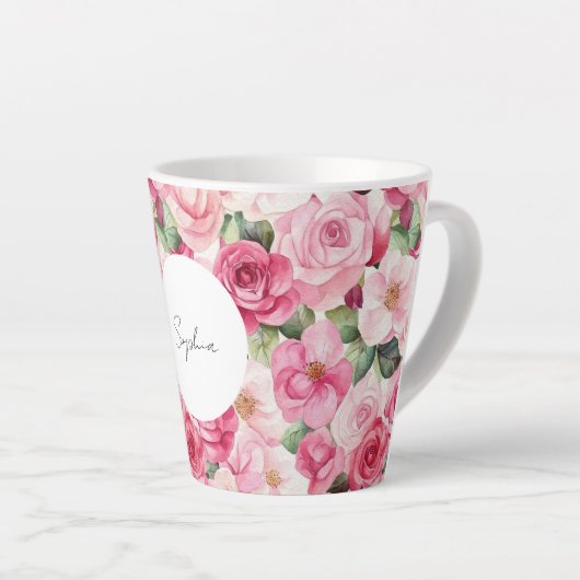 Romantische Rozen Bloemen Latte Mok (Rechterhoek)