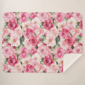 Romantische Rozen Bloemen Sherpa Deken (Voorkant (horizontaal))