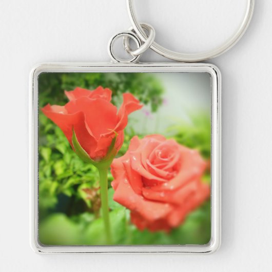 Romantische Rozen bloemen Sleutelhanger (Voorkant)