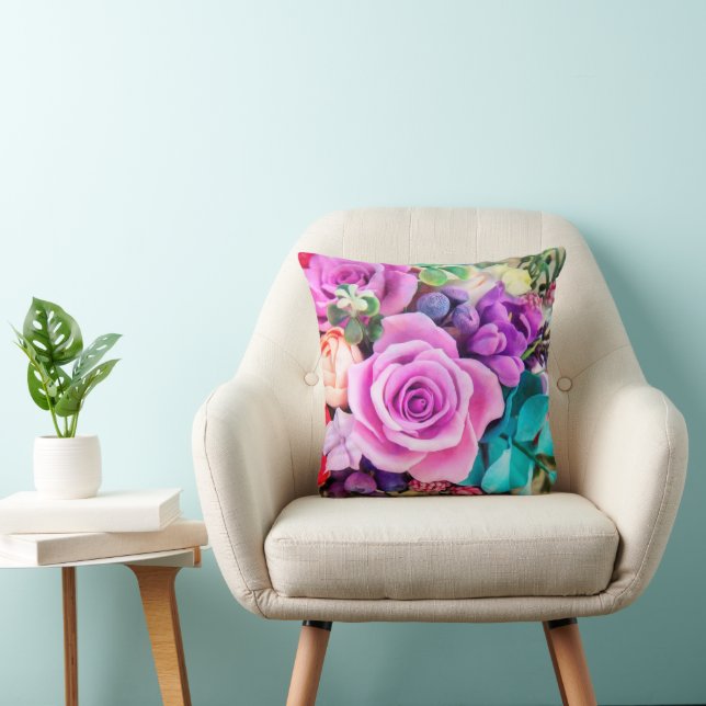 Romantische rozen bloemen tuin kussen (Stoel)