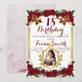 Romantische rozen Bloemen Verjaardag Uitnodiging K (Voorkant / Achterkant)