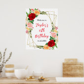 Romantische Rozen Bloemen Verjaardagsfeest Welkoms Poster (Keuken)
