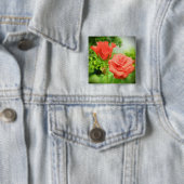 Romantische rozen bloemen vierkante button 5,1 cm (In situ)