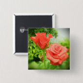 Romantische rozen bloemen vierkante button 5,1 cm (Voorkant /achterkant)