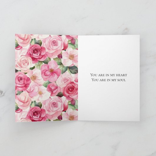 Romantische Rozen Bloemen Voor Eeuwige Liefde Kaart (Binnen)