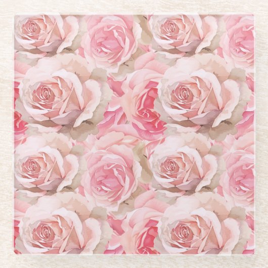 Romantische Rozen Bloemen Vrijgezellenfeest Glazen Onderzetter (Voorkant)