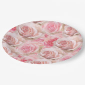 Romantische Rozen Bloemen Vrijgezellenfeest Papieren Bordje (Gekanteld)