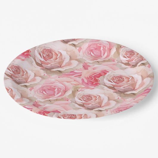 Romantische Rozen Bloemen Vrijgezellenfeest Papieren Bordje (Gekanteld)