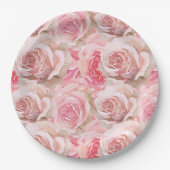 Romantische Rozen Bloemen Vrijgezellenfeest Papieren Bordje (Voorkant)