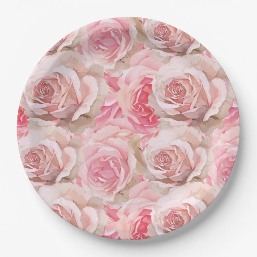 Romantische Rozen Bloemen Vrijgezellenfeest Papieren Bordje (Voorkant)