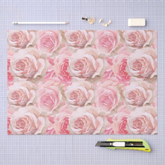 Romantische Rozen Bloemen Vrijgezellenfeest Tissuepapier (Craft)