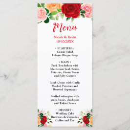 Romantische Rozen BloemenRomantisch Rode en Oranje Menu