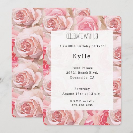 Romantische Rozen Bloemenverjaardag Kaart (Voorkant / Achterkant)