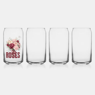 Romantische Rozen Bloemstuk Elegant Bloem Ontwerp Blikvorm Glas