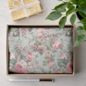 Romantische Rozen Blush Pink op Mint Decoupage Tissuepapier (Geschenk)