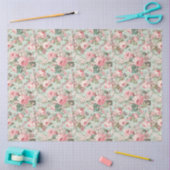 Romantische Rozen Blush Pink op Mint Decoupage Tissuepapier (Craft)