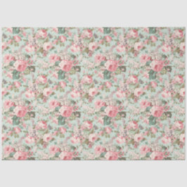 Romantische Rozen Blush Pink op Mint Decoupage Tissuepapier