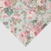 Romantische Rozen Blush Roze op Mint Decoupage Tissuepapier (Detail)