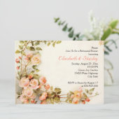 romantische rozen bruiloft repetitie diner kaart (Staand voorkant)