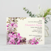  romantische rozen bruiloft repetitie diner kaart (Staand voorkant)