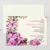  romantische rozen bruiloft repetitie diner kaart (Voorkant / Achterkant)