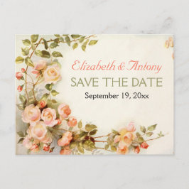 romantische rozen bruiloft Save the Date Aankondigingskaart