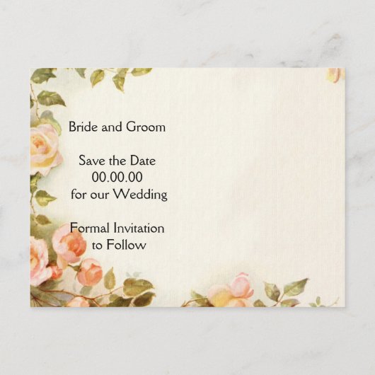 romantische rozen bruiloft Save the Date Aankondigingskaart (Achterkant)