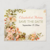 romantische rozen bruiloft Save the Date Aankondigingskaart (Voorkant)