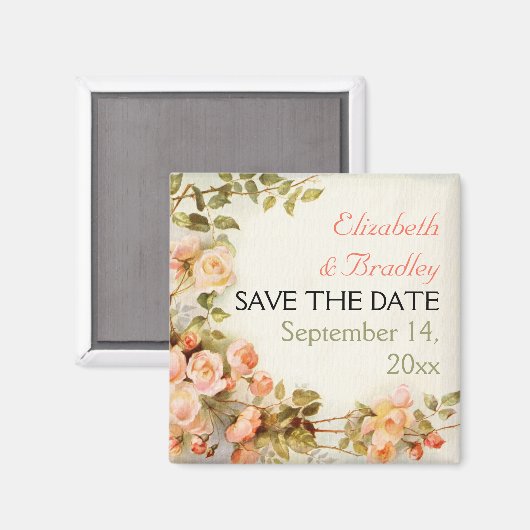  romantische rozen bruiloft Save the Date Magneet (Voorkant / Achterkant)