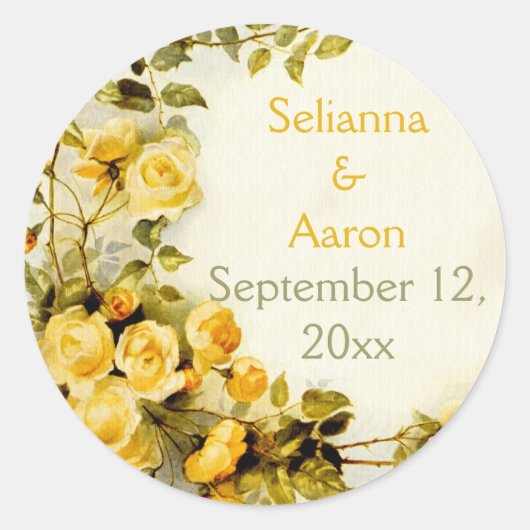  romantische rozen bruiloft Save the Date Ronde Sticker (Voorkant)