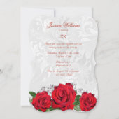 Romantische Rozen & Damask Verjaardagsfeestje Kaart (Voorkant)