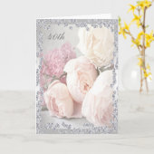 Romantische Rozen & Diamanten 40e Verjaardag Kaart (Gele Bloem)
